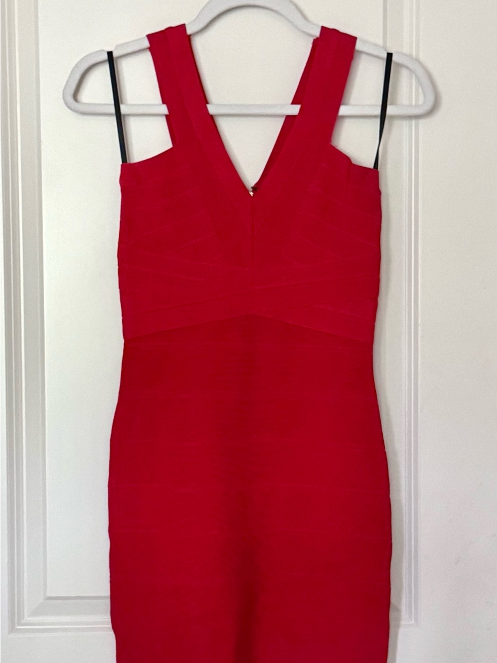 bebe Hot Pink V-Neck Bandage Mini Dress
